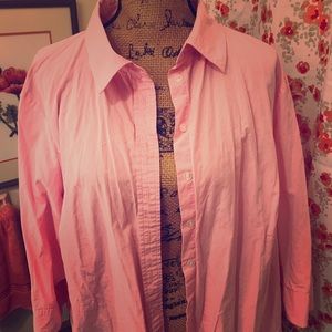 Pink long sleeve button down Izod blouse. Size 2X